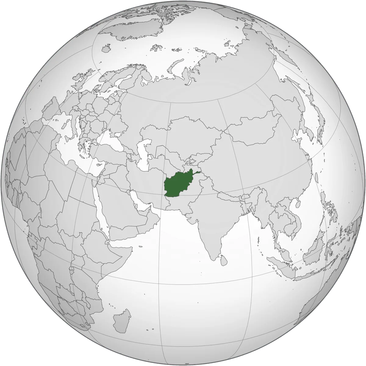 Afghanistan on the globe