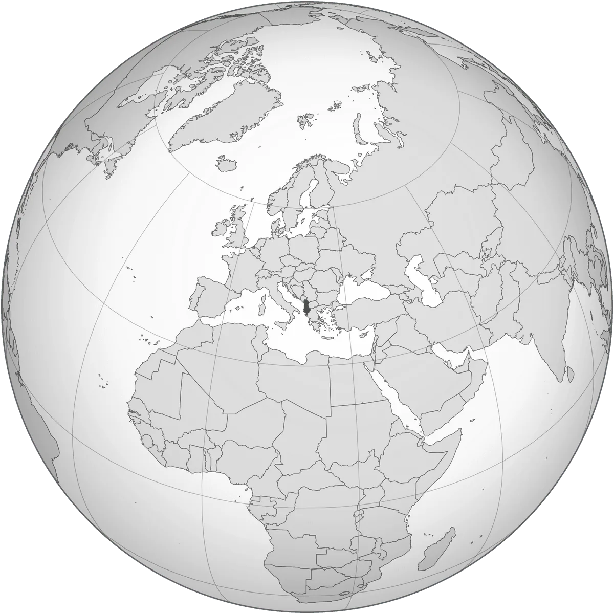 Albania on the globe