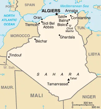 Reference map of Algeria (CIA World Factbook)