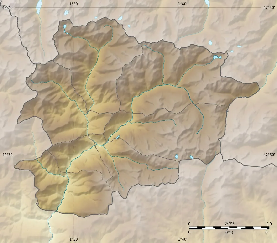 Relief map of Andorra — physical geography