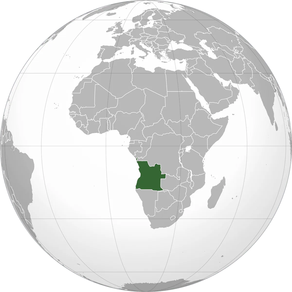 Angola on the globe