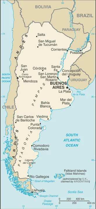 Reference map of Argentina (CIA World Factbook)