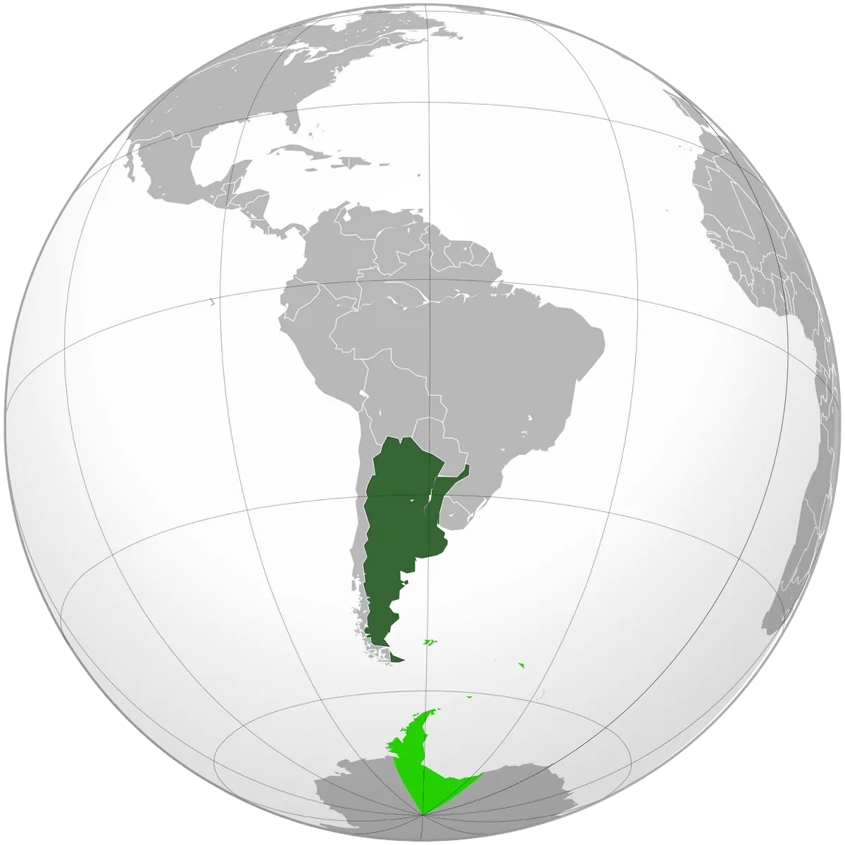Argentina on the globe