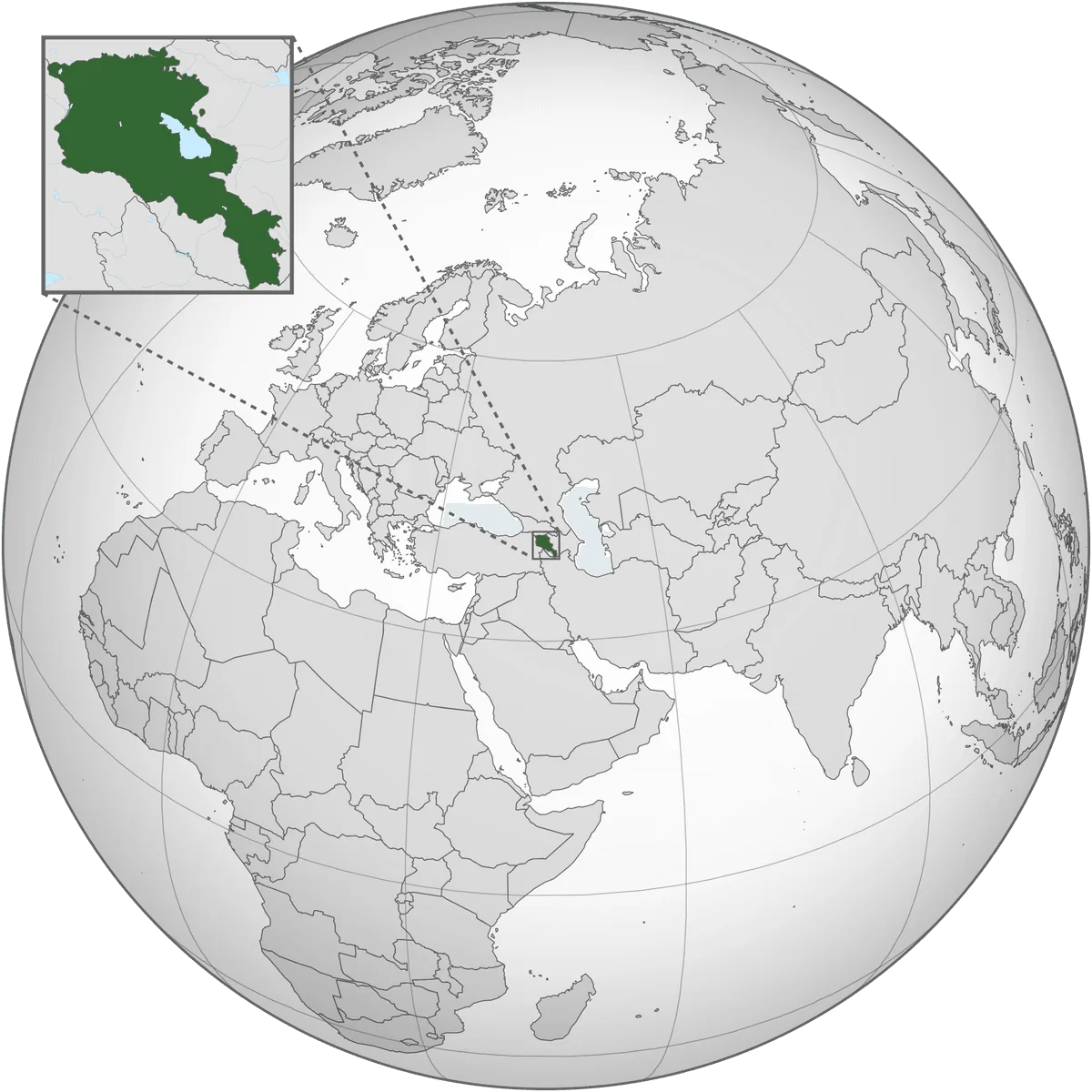 Armenia on the globe