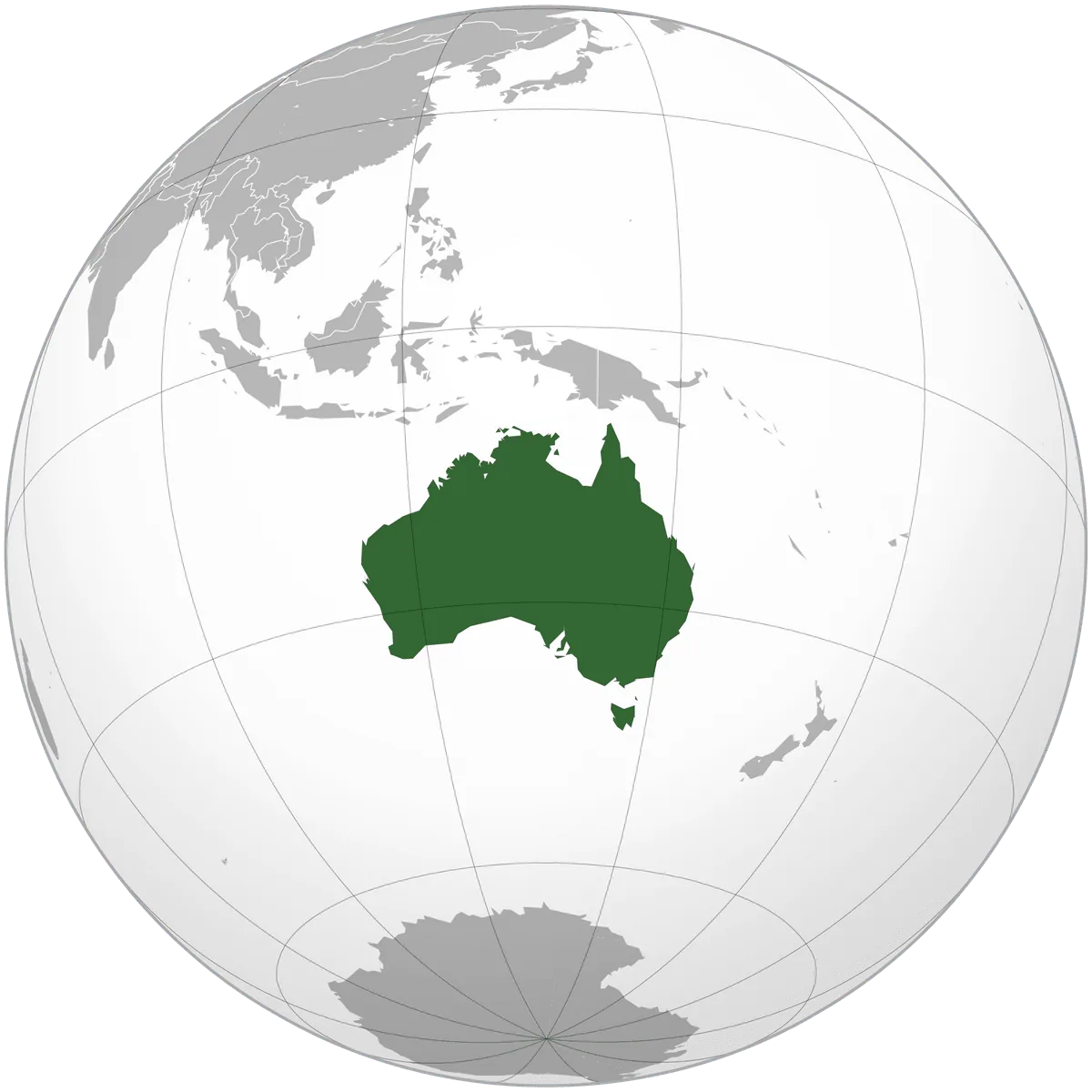 Australia on the globe
