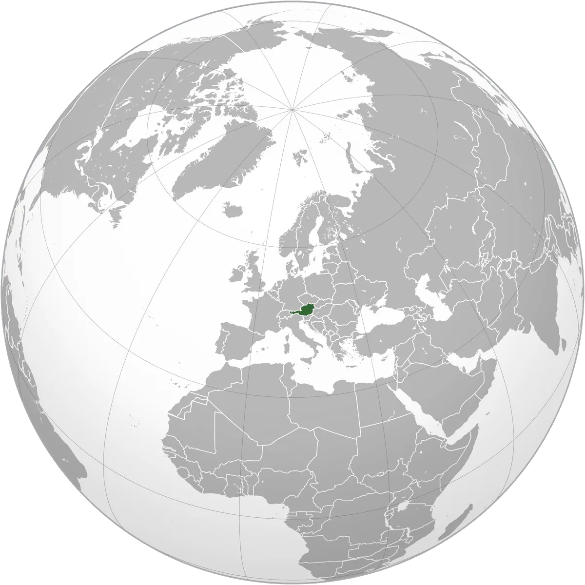 Austria on the globe