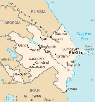 Reference map of Azerbaijan (CIA World Factbook)