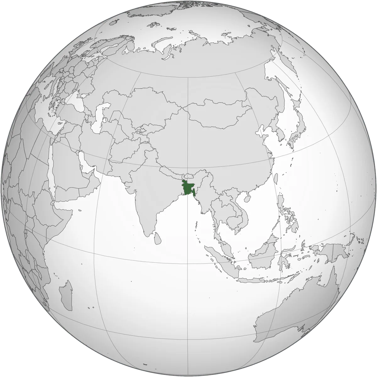 Bangladesh on the globe