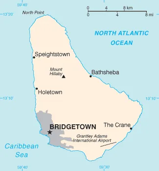 Reference map of Barbados (CIA World Factbook)