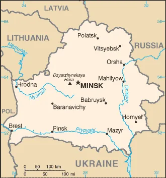 Reference map of Belarus (CIA World Factbook)