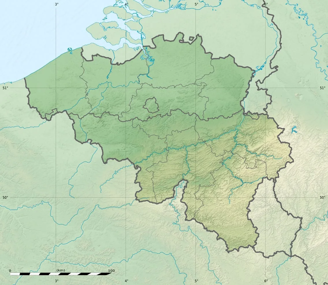 Relief map of Belgium — physical geography