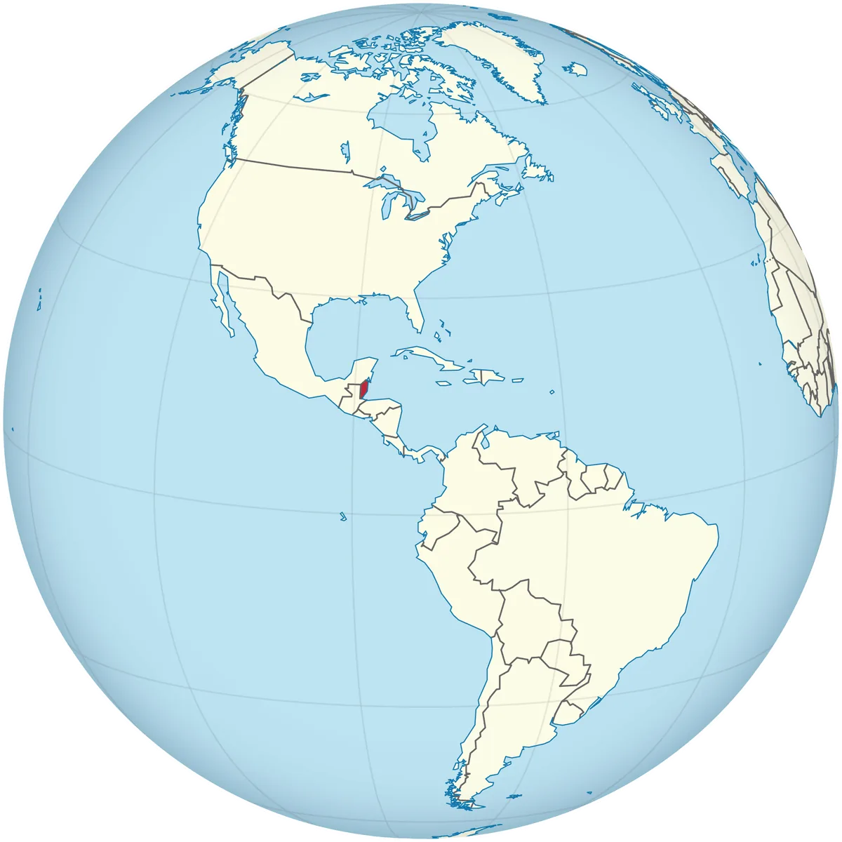 Belize on the globe