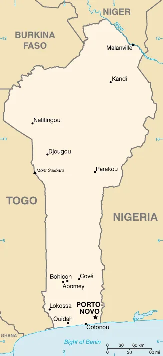 Reference map of Benin (CIA World Factbook)