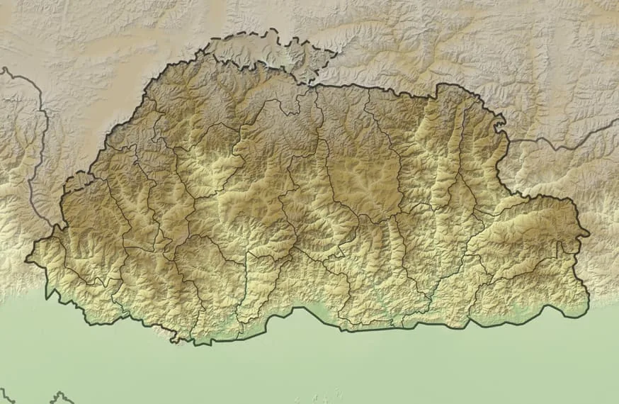 Relief map of Bhutan — physical geography