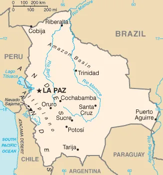 Reference map of Bolivia (CIA World Factbook)