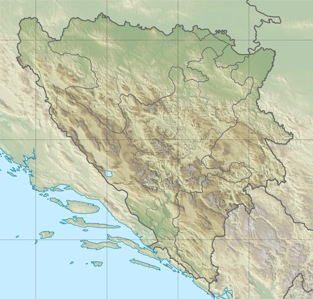 Relief map of Bosnia and Herzegovina — physical geography