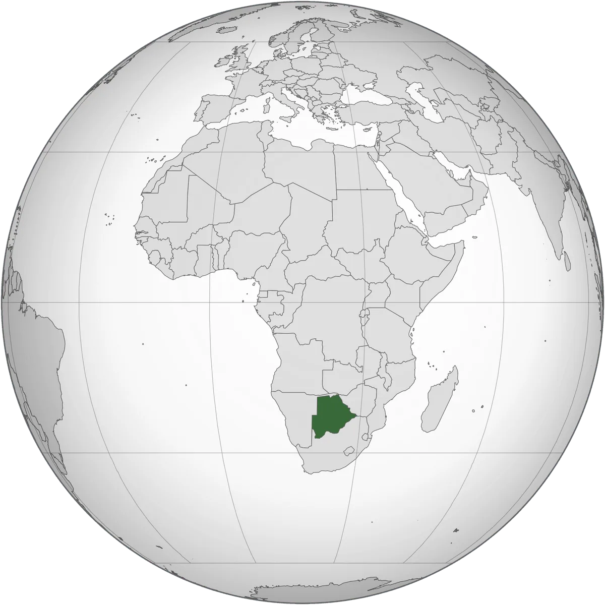 Botswana on the globe