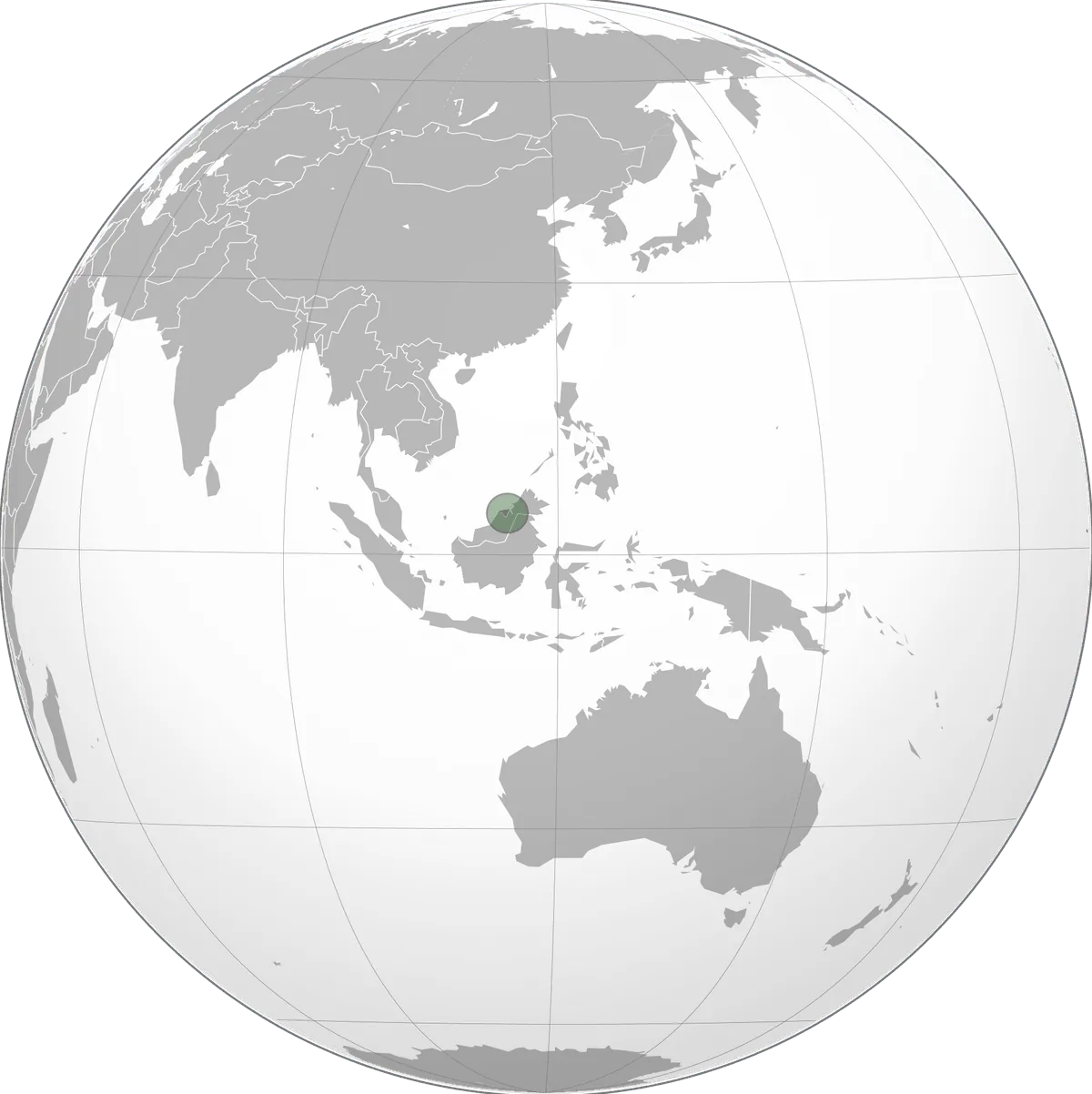 Brunei on the globe
