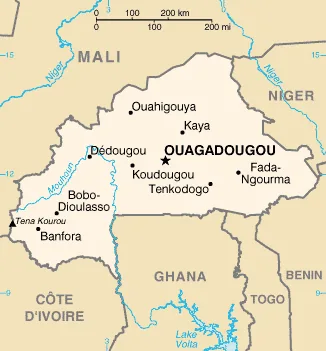Reference map of Burkina Faso (CIA World Factbook)