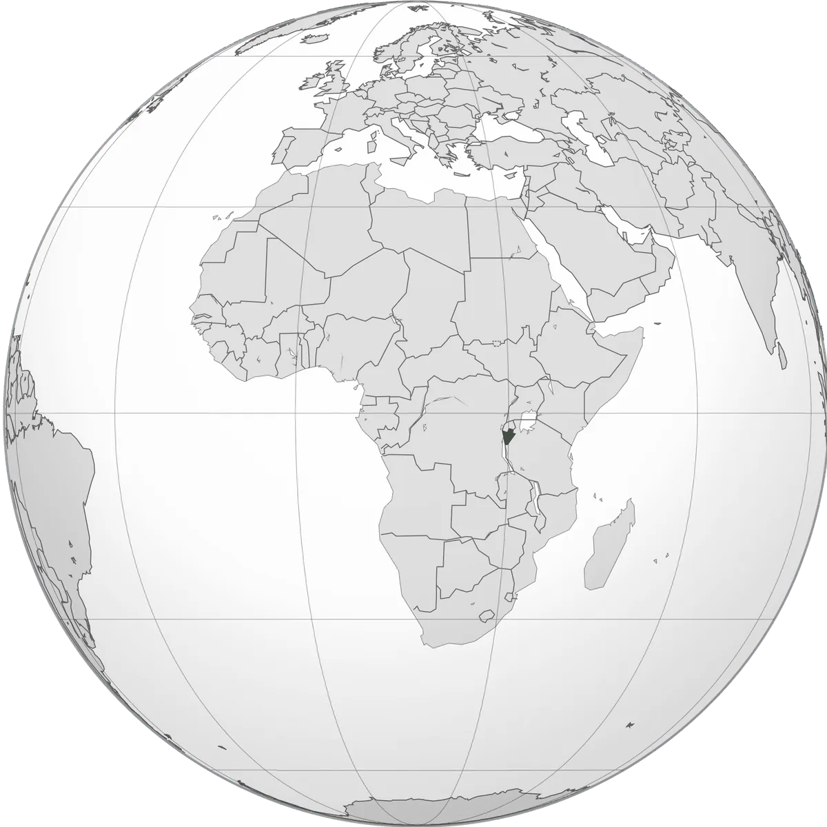 Burundi on the globe