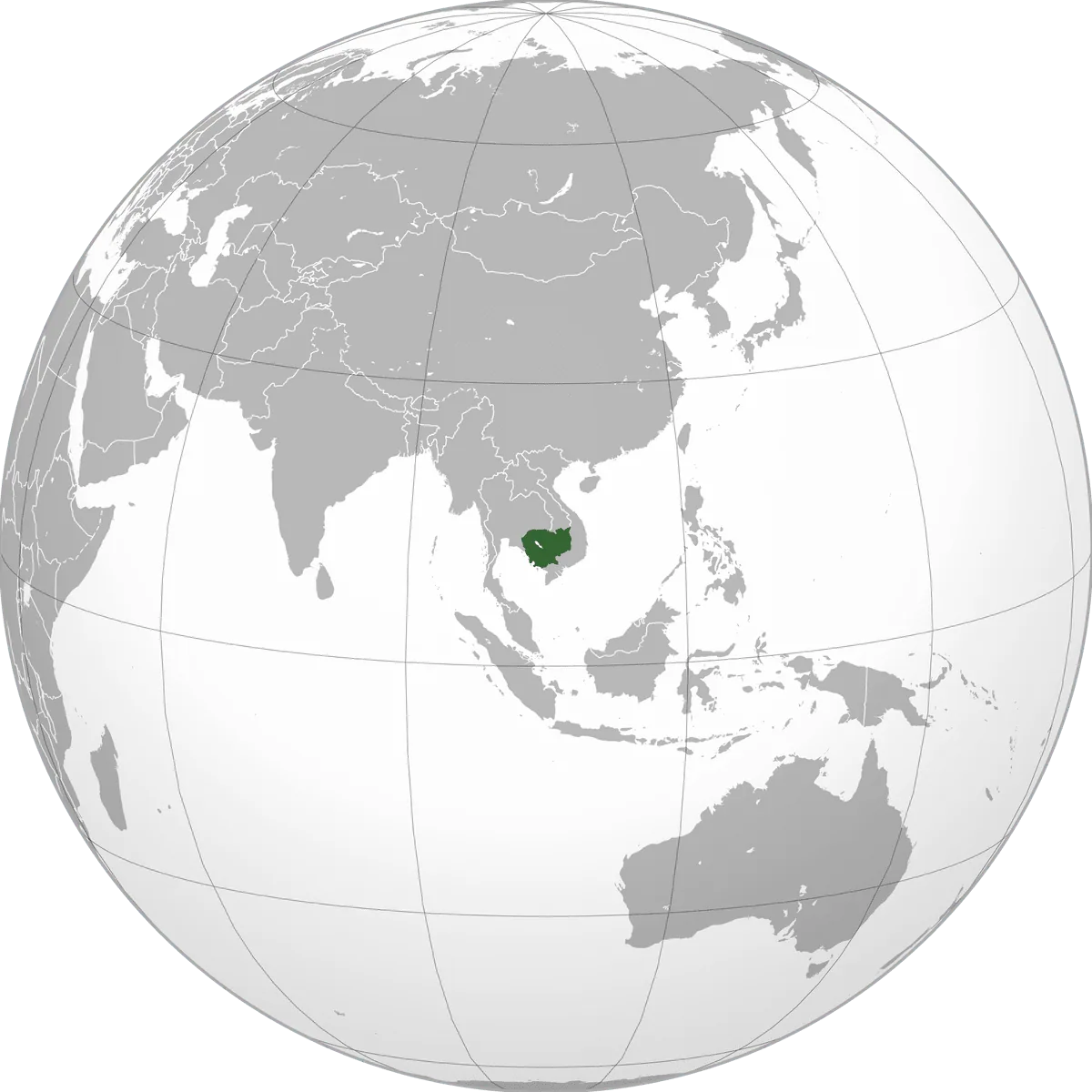 Cambodia on the globe