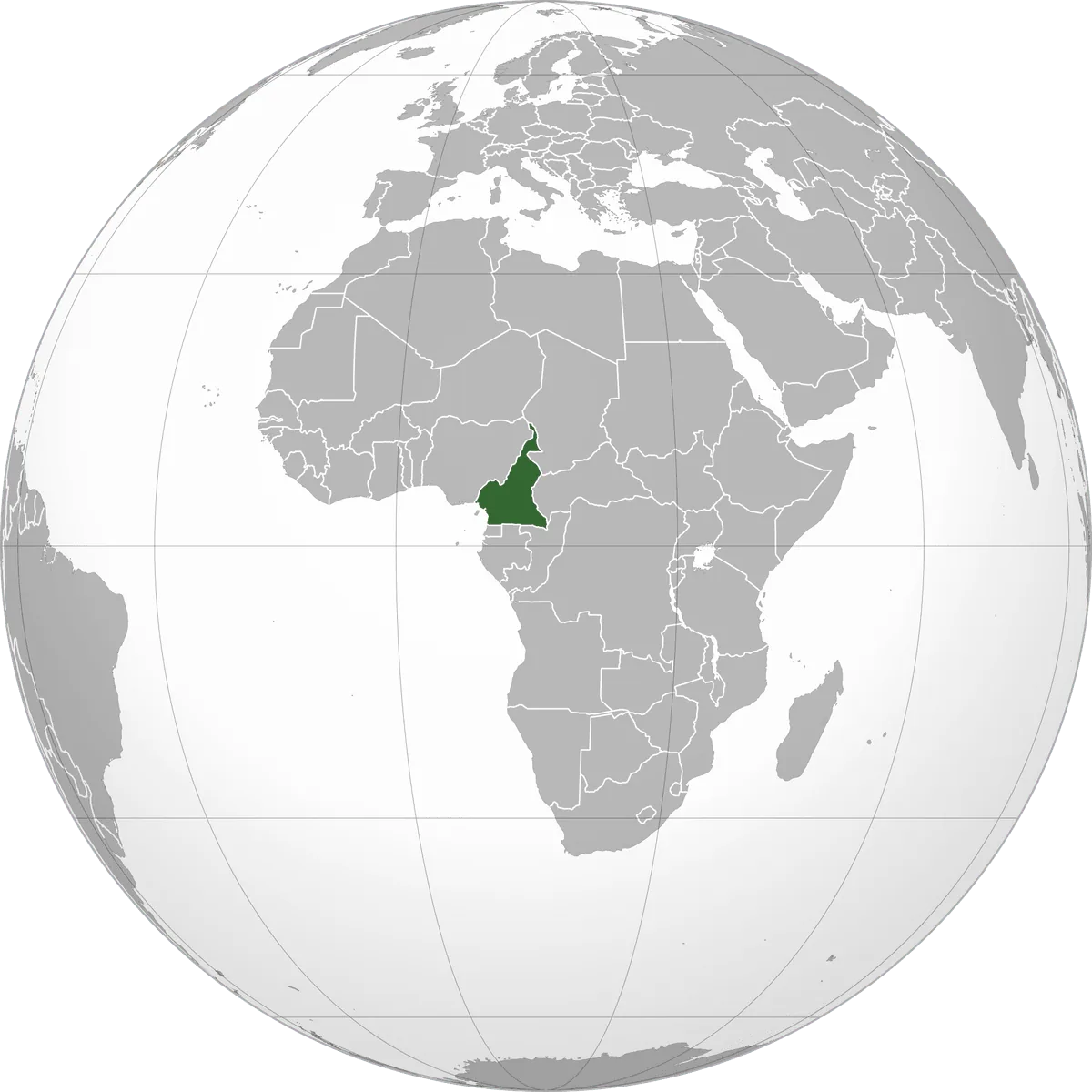 Cameroon on the globe