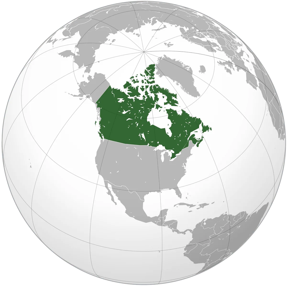 Canada on the globe