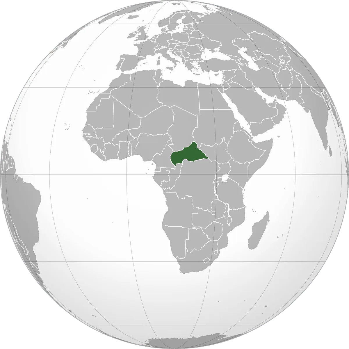 the Central African Republic on the globe
