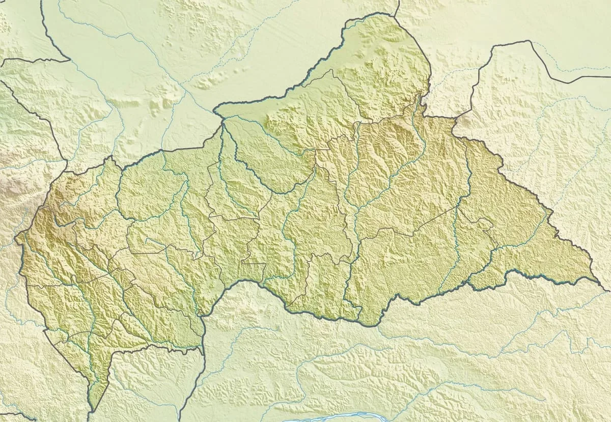 Relief map of the Central African Republic — physical geography