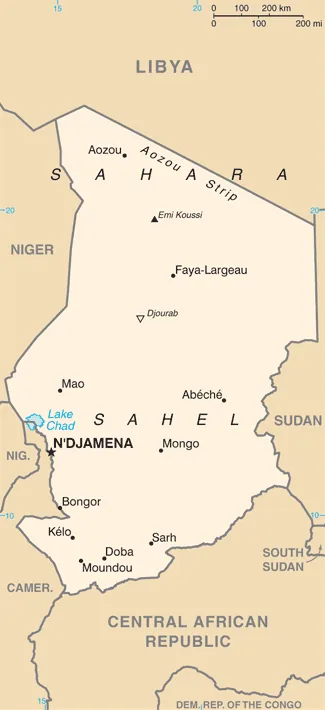 Reference map of Chad (CIA World Factbook)