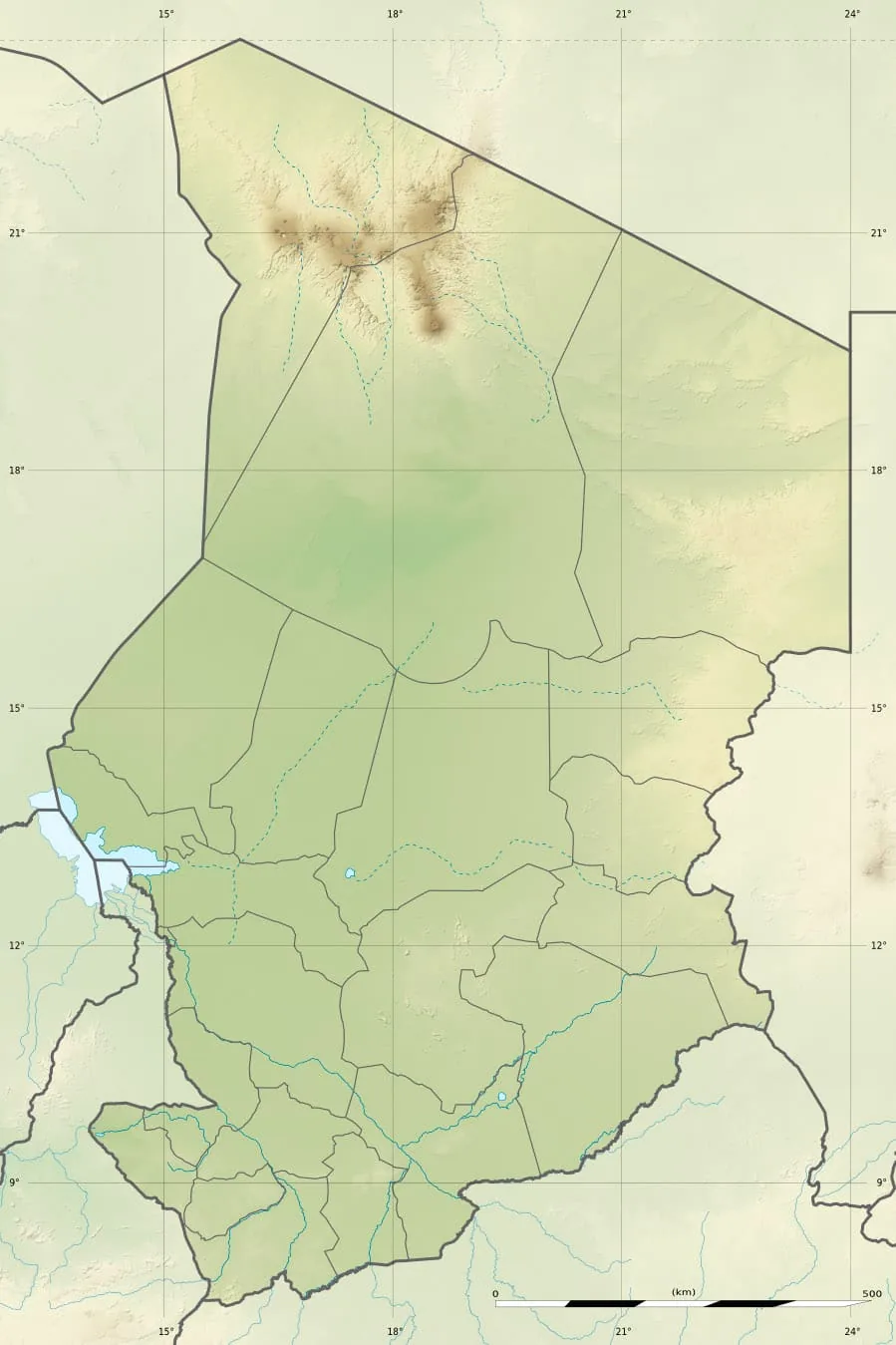 Relief map of Chad — physical geography