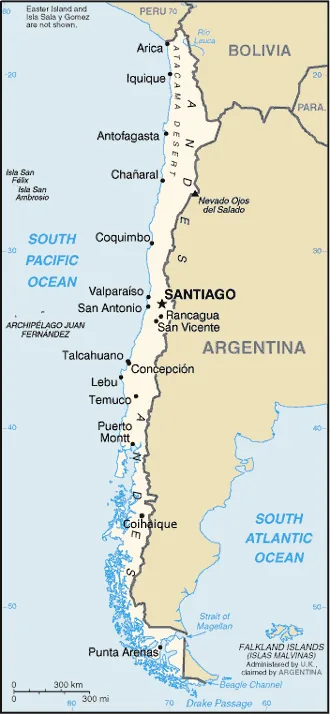 Reference map of Chile (CIA World Factbook)
