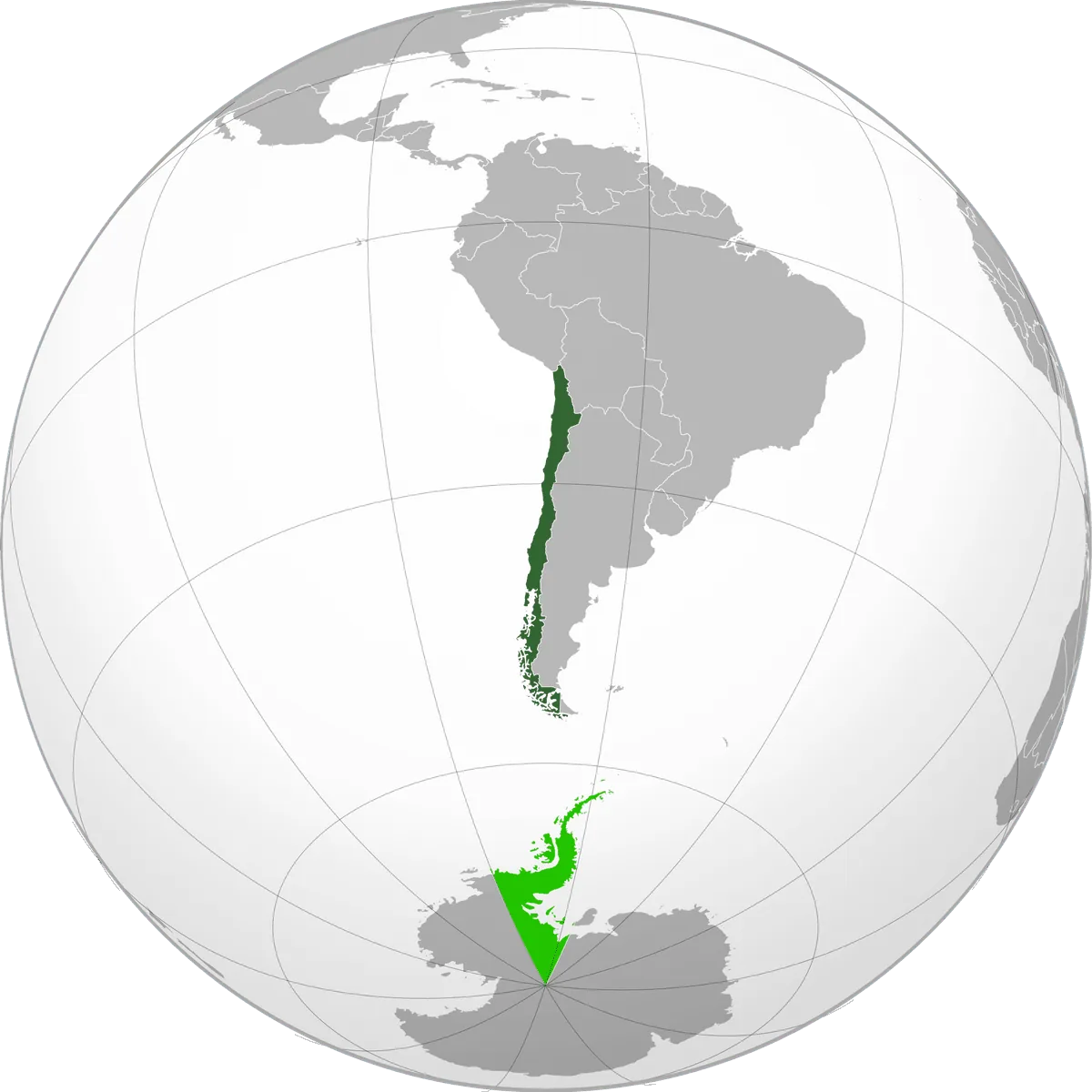 Chile on the globe