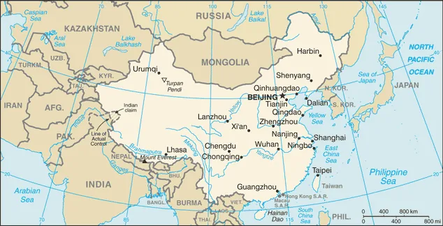 Reference map of China (CIA World Factbook)