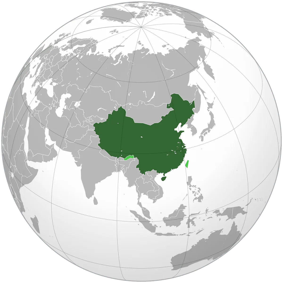 China on the globe