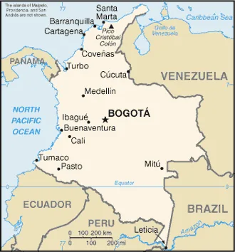 Reference map of Colombia (CIA World Factbook)