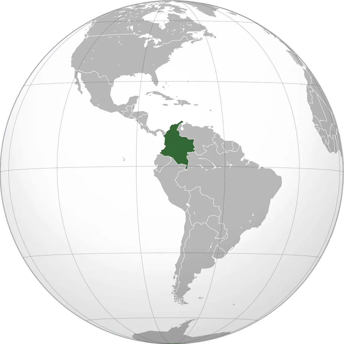 Colombia on the globe