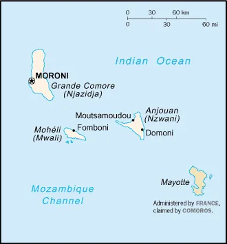 Reference map of the Comoros (CIA World Factbook)