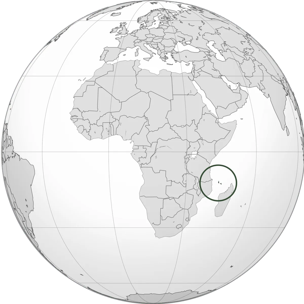 the Comoros on the globe