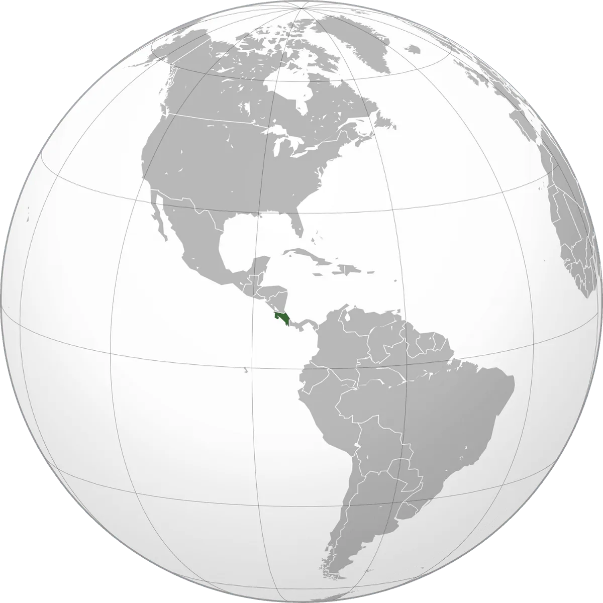 Costa Rica on the globe
