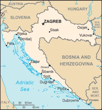 Reference map of Croatia (CIA World Factbook)