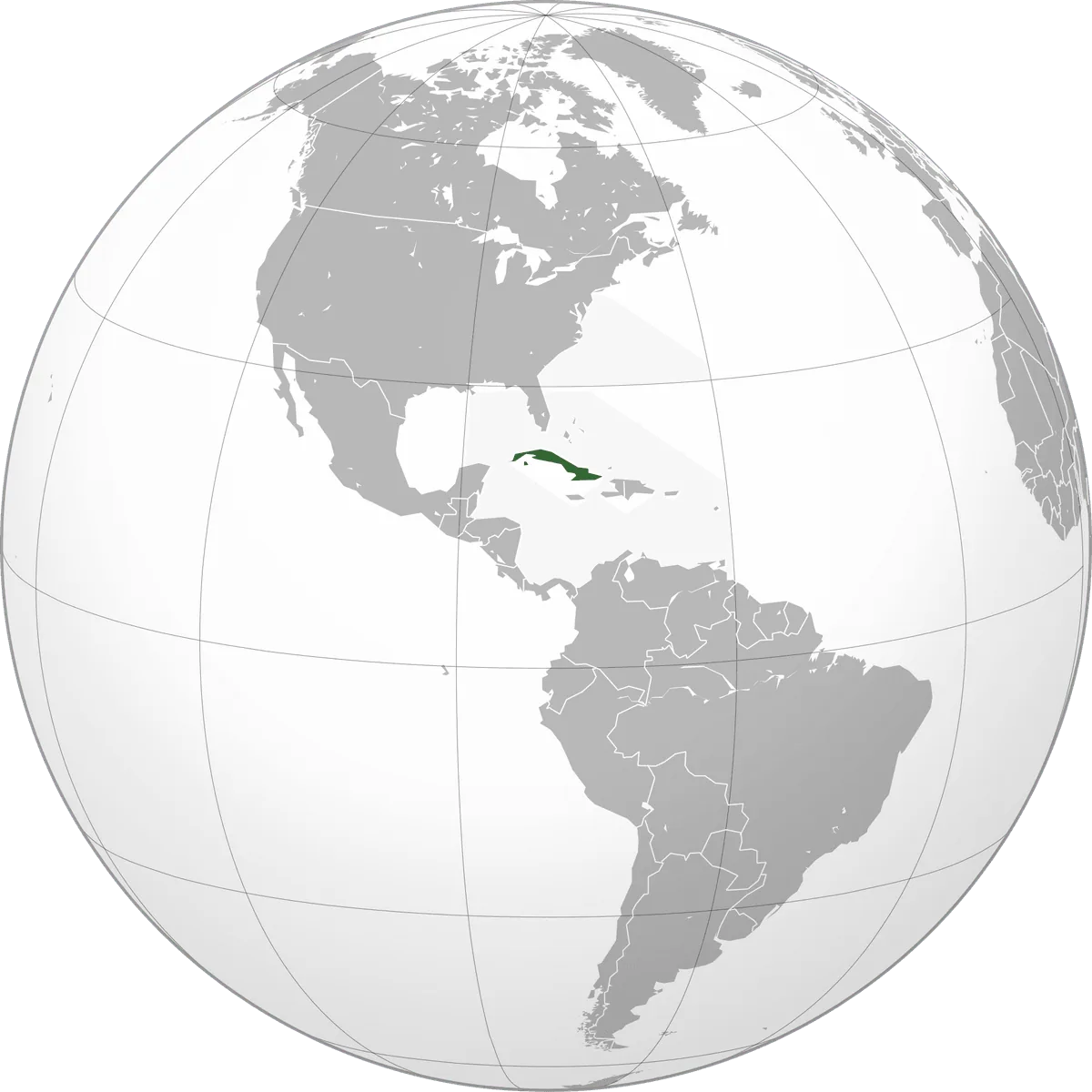 Cuba on the globe