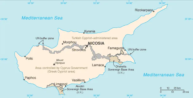 Reference map of Cyprus (CIA World Factbook)