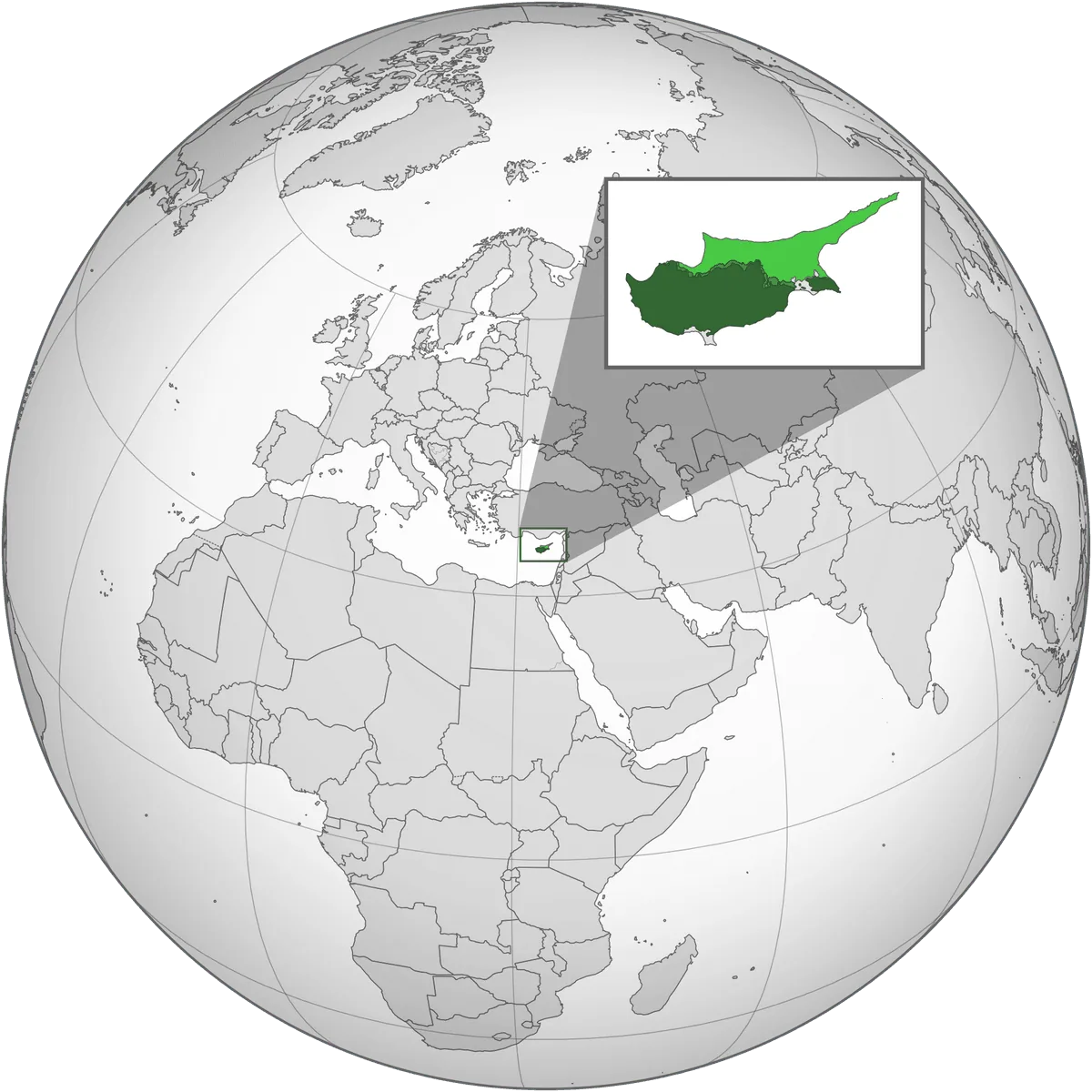 Cyprus on the globe