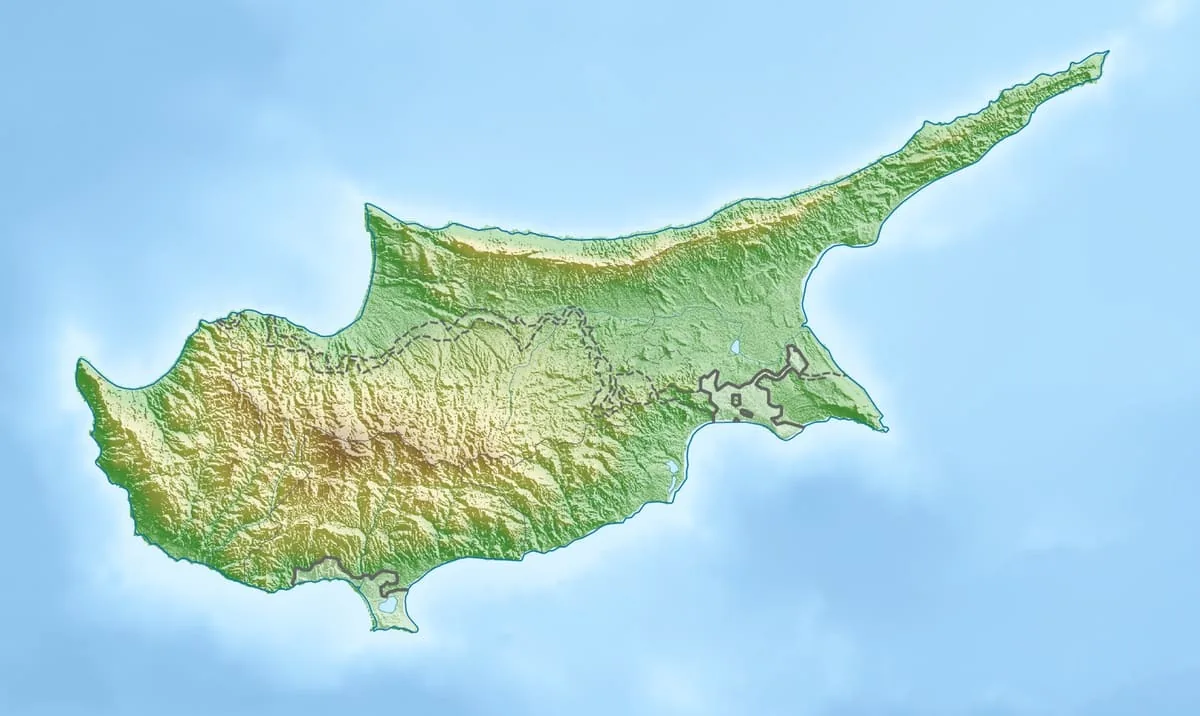Relief map of Cyprus — physical geography