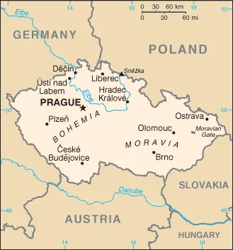 Reference map of the Czech Republic (CIA World Factbook)