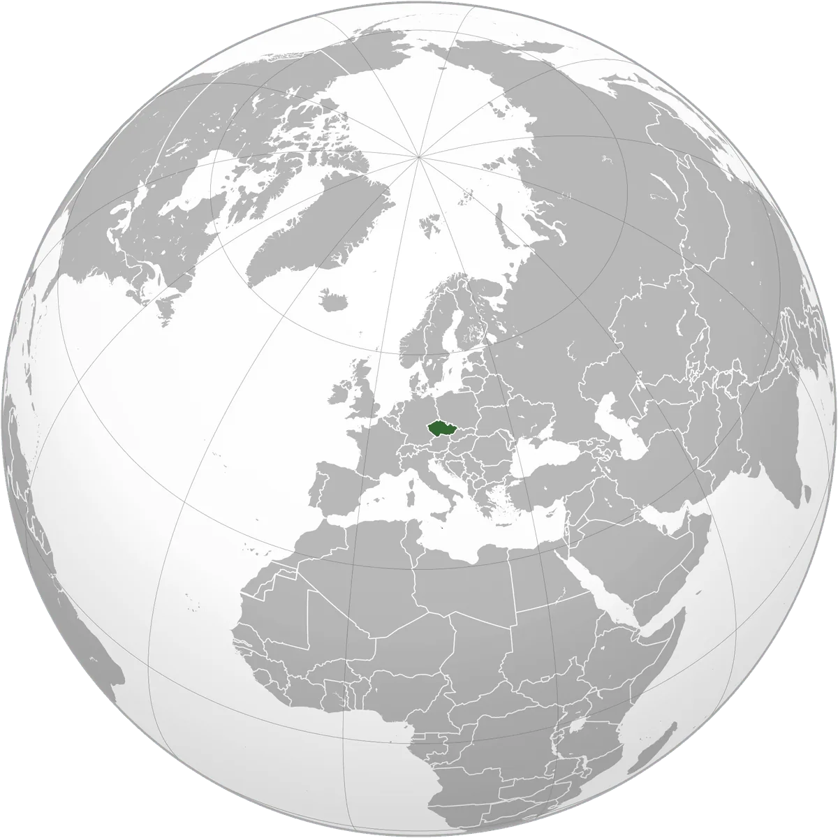 the Czech Republic on the globe