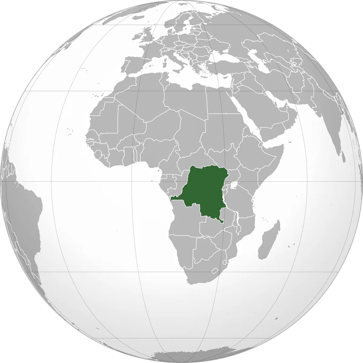 the Democratic Republic of the Congo on the globe