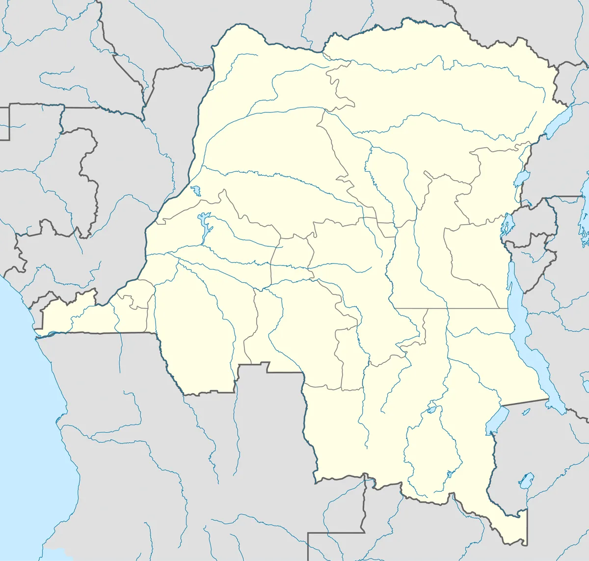 Location map of the Democratic Republic of the Congo