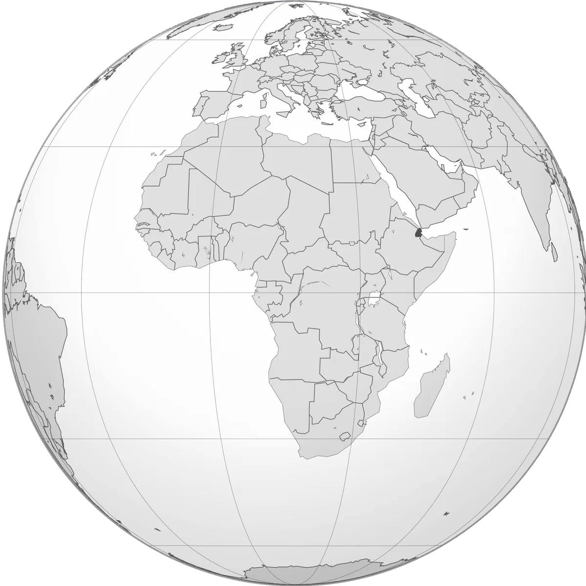Djibouti on the globe